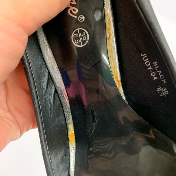 Sexy Black Metallic Peep Toe Platform High Heels - Picture 10 of 10